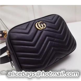 Sophisticated Gucci GG Marmont Matelassé Chevron Leather Belt Bag 523380 Black 2018