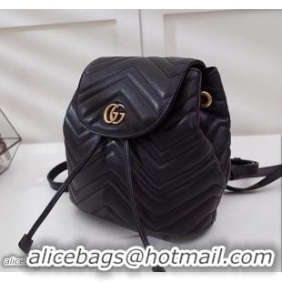 Unique Style Gucci GG Marmont Matelassé Chevron Leather Backpack Bag 528129 Black 2018