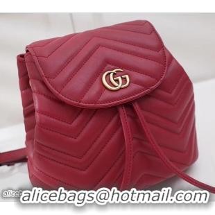 Good Looking Gucci GG Marmont Matelassé Chevron Leather Backpack Bag 528129 Red 2018