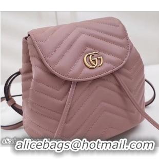 Grade Gucci GG Marmont Matelassé Chevron Leather Backpack Bag 528129 Nude Pink 2018