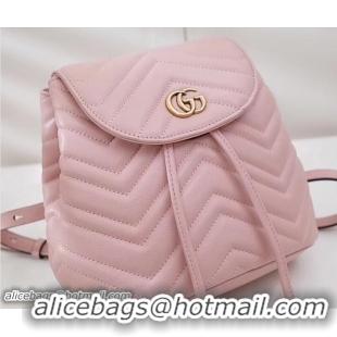 Original Cheap Gucci GG Marmont Matelassé Chevron Leather Backpack Bag 528129 Pink 2018