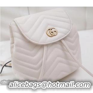 Stylish Gucci GG Marmont Matelassé Chevron Leather Backpack Bag 528129 White 2018