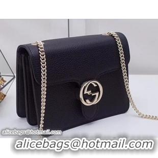 Charming Gucci Interlocking G Buckle Chain Leather Shoulder Small Bag 510304 Black 2018