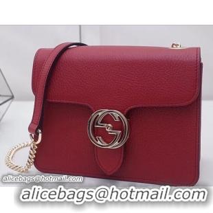 Good Product Gucci Interlocking G Buckle Chain Leather Shoulder Small Bag 510304 Red 2018