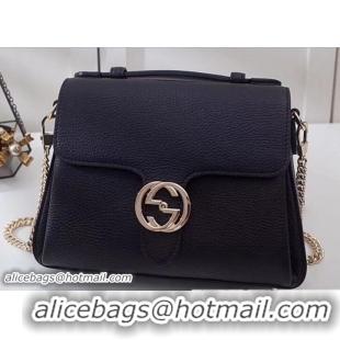 Unique  Gucci Interlocking G Buckle Chain Leather Cross Body Bag 510302 Black 2018