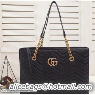 Sumptuous Gucci GG Marmont Matelassé Medium Tote Bag 524578 Black 2018