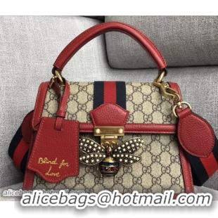 Cheap Gucci Queen Margaret Metal Bee Web GG Supreme Small Top Handle Bag 476541 2018