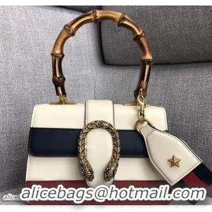 Stylish Gucci Web Shoulder Strap Dionysus Mini Top Handle Bag 523367 White/Blue/Red 2018