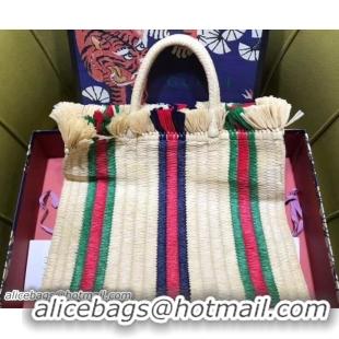 Perfect Gucci Web Straw Large Top Handle Tote Bag 524810 2018