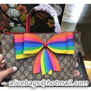 Shop Cheap Gucci Children's GG Tote Bag 501804/410812 Multicolor Rainbow Bow 2018