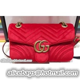 Discount Gucci GG Marmont Matelassé Chevron Small Chain Shoulder Bag 443497 Velvet Red