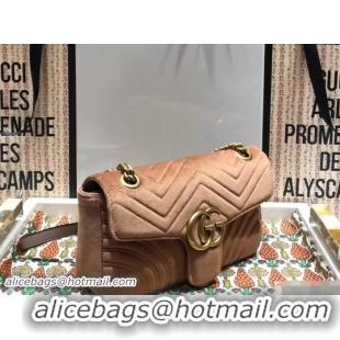 Top Grade Gucci GG Marmont Matelassé Chevron Small Chain Shoulder Bag 443497 Velvet Taupe 2018