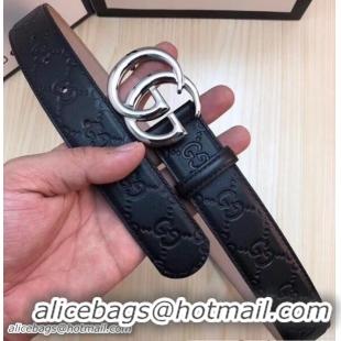 Best Price Gucci Width 3.5cm Leather Belt Black with Double G Buckle 519784