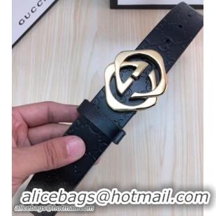 Grade Quality Gucci Width 3.8cm Signature Leather Belt Black/Gold with Interlocking G Buckle 519822