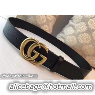 Top Design Gucci Width 3.8cm Leather Belt Black/Gold with Double G Buckle 519828