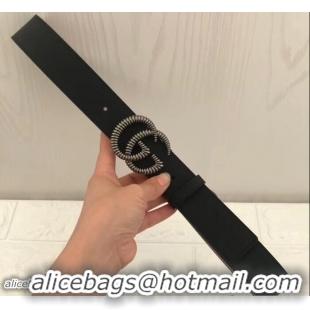 Unique Style Gucci Width 4cm Leather Belt Black with Torchon Double G Buckle 519839