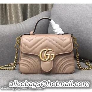 Crafted Gucci GG Marmont Mini Top Handle Bag 547260 Dusty Pink 2018