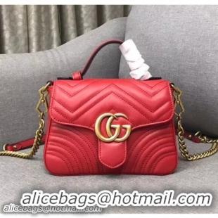 Popular Style Gucci GG Marmont Mini Top Handle Bag 547260 Red 2018