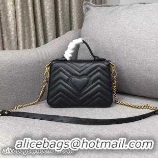 Good Quality Gucci GG Marmont Mini Top Handle Bag 547260 Black 2018