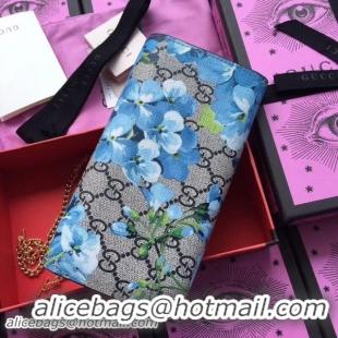 Fashion Luxury Gucci Padlock GG Blooms Continental Wallet 453506 Blue