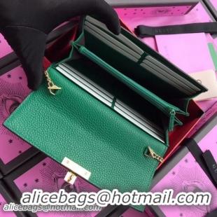 Good Product Gucci Padlock Calfskin Continental Chain Wallet 453506 Green