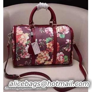 Original Cheap Gucci Blooms GG Canvas Boston Bags 247205 Burgundy