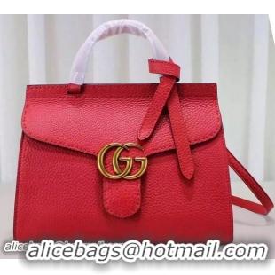 Luxury Gucci GG Marmont Leather Top Handle Bag 421890 Red