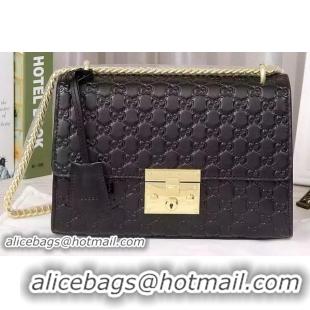 Fashion Ladies Gucci Padlock Gucci Signature Shoulder Bag 409486 Black