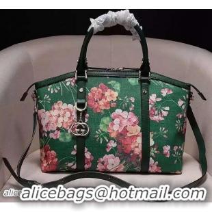 Classic Gucci Blooms Canva Medium Top Handle Bag 341503 Green