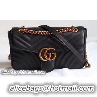 Expensive Gucci GG Marmont Matelasse Shoulder Bag 443497 Black