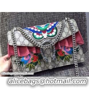 Big Discount Gucci Butterfly and Flowers Embroidered Dionysus GG Supreme Small Bag 400249 2016