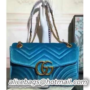 Good Product Gucci GG Marmont Velvet Shoulder Bag 443497 Blue