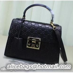 Good Product Gucci Padlock Gucci Signature Top Handle Bag 453188 Black