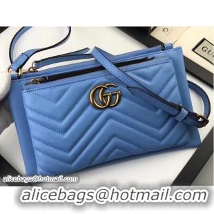 Best Price Gucci GG Marmont Matelassé Chevron Shoulder Bag With Pouch 453878 Blue