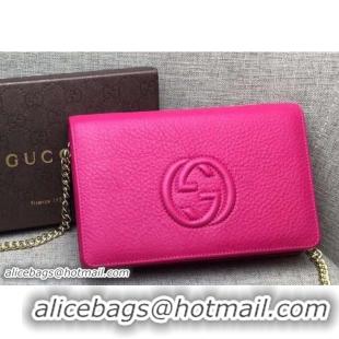 Grade Quality Gucci Soho Leather Mini Chain Wallet Bag 407041 Fuchsia