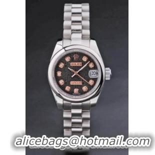 Rolex Datejust Golden Black Cutwork Women 25mm Watch-RD3771