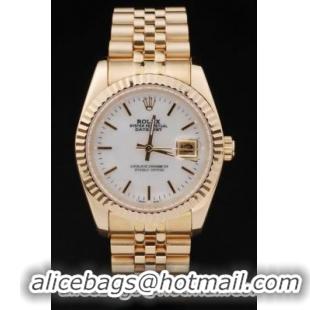 Rolex Datejust Mechanism Golden Bezel White Surface Watch-RD2376