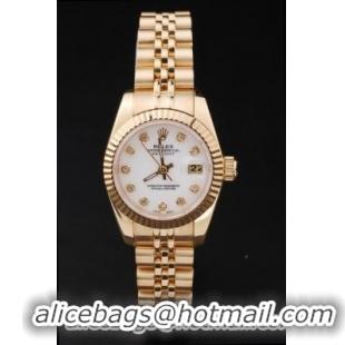 Rolex Datejust Mechanism Golden White Surface Women Watch-RD2462