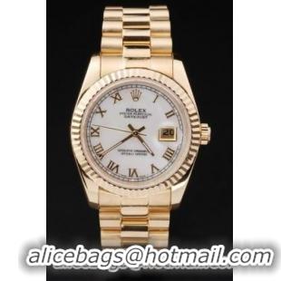 Rolex Datejust Golden White Cutwork Men Watch-RD2402