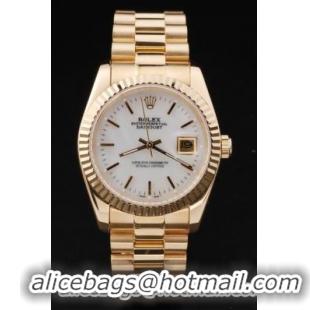 Rolex Datejust Golden White Cutwork Stainless Steel Watch-RD2400