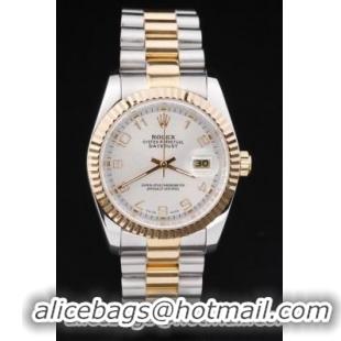 Rolex Datejust Golden White Stainless Steel Watch-RD2407