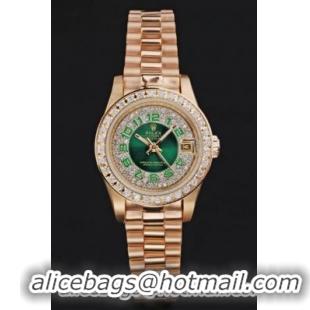 Rolex Datejust Diamond Green 25 mm Women Watch-RD3847