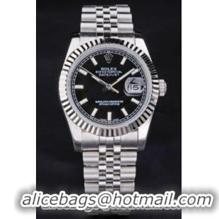 Rolex Datejust Silver Black 34mm Men Watch-RD3830