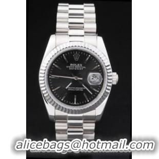 Rolex Datejust Silver Black Stainless Steel Watch-RD2411