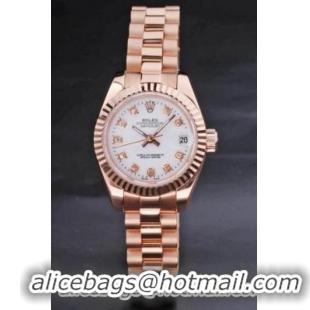 Rolex Datejust Rose Gold White Surface 25mm Watch-RD3758