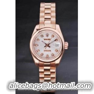 Rolex Datejust Rose Gold White Surface 25mm Watch-RD3759