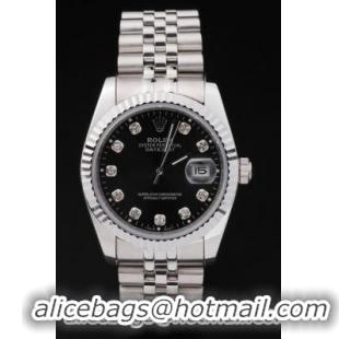 Rolex Datejust Swiss Mechanism Silver Black Watch-RD2379