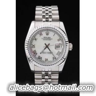 Rolex Datejust Silver Bezel White Surface Watch-RD2395