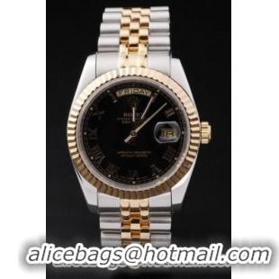 Rolex Day-Date Golden Black Surface Cutwork Watch-RD2444