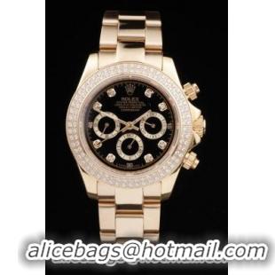 Rolex Daytona Mechanism Diamond Bezel Black 39mm Watch-RD4015